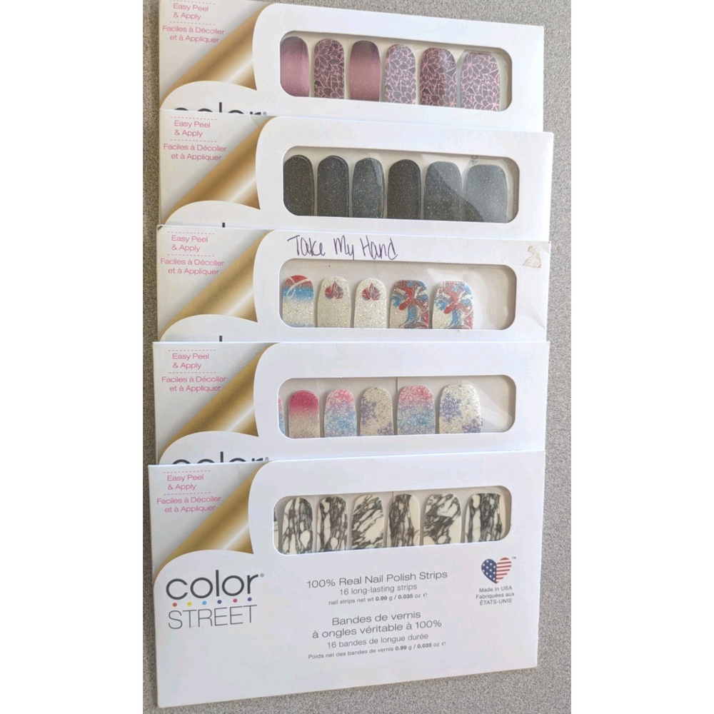 Color Street 100% Real Nail Polish Strips Lot of 5 New, Metallic, ombre, Glitter